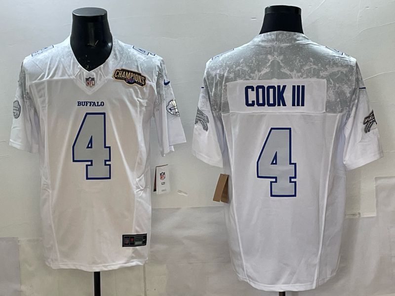 Men 2025 Buffalo Bills #4 Cook iii white 5th generation Throwback Nike Limited NFL Jersey style 07